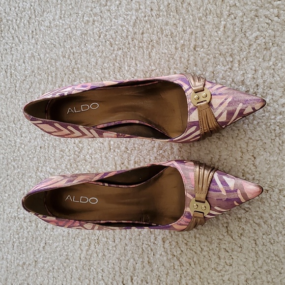 Aldo Shoes - Aldo Fabric Gold Heels evening Shoes sz 9